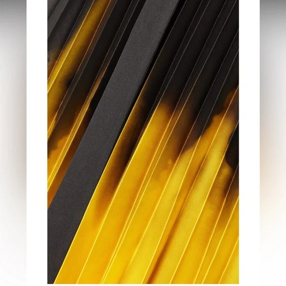 AZ Factory + Thebe Magugu asymmetric pleated black & saffron satin-twill skirt - Picture 4 of 4